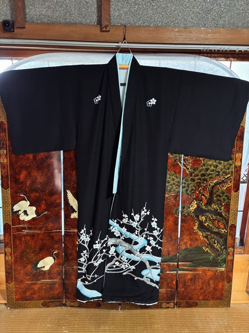 梅川・忠兵衛、舞台衣裳セット(化繊)男着流し・女裾引き