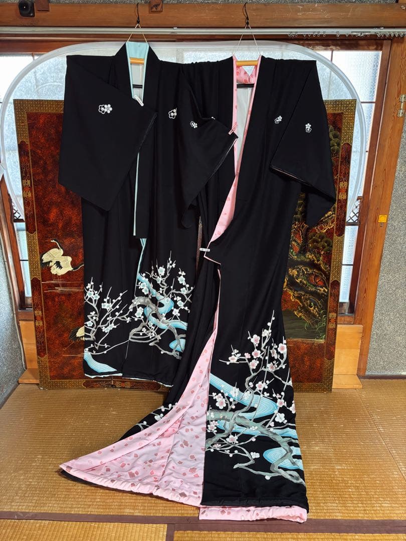 梅川・忠兵衛、舞台衣裳セット(化繊)男着流し・女裾引き