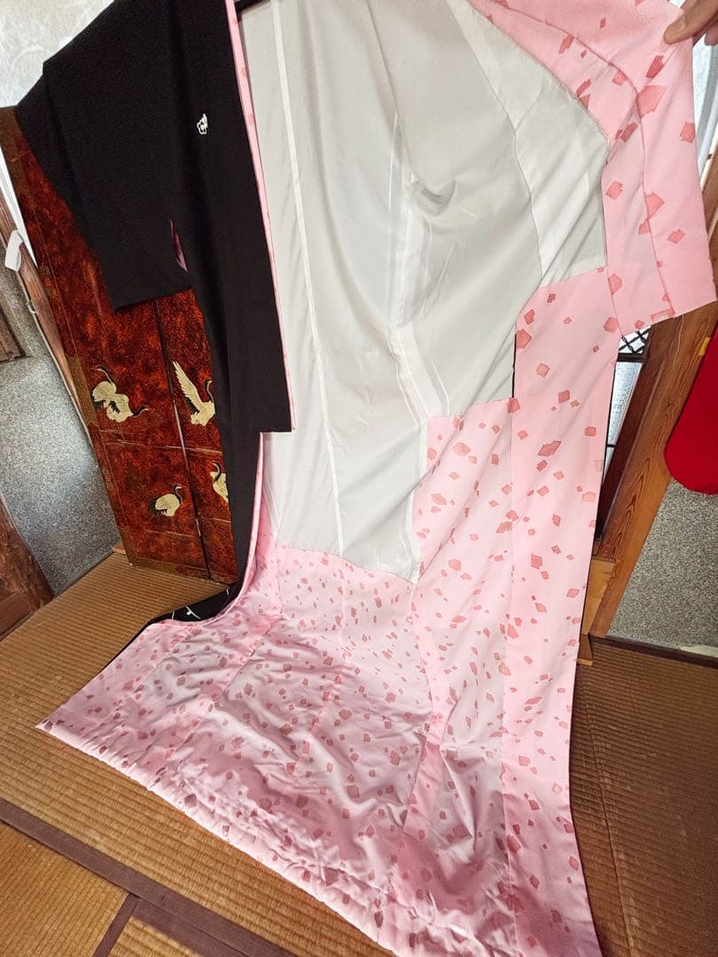 梅川・忠兵衛、舞台衣裳セット(化繊)男着流し・女裾引き