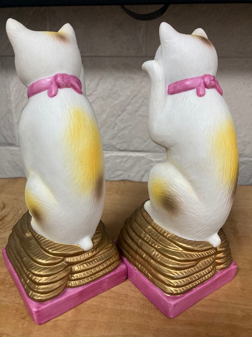 希少　古瀬戸　小判乗り招き猫　2体セット/アーティスト、骨董