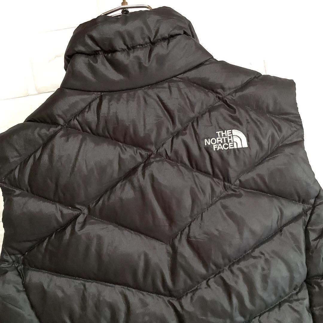 美品 ノースフェイス ダウンベスト 550フィル 刺繍ロゴ ブラック 黒 M