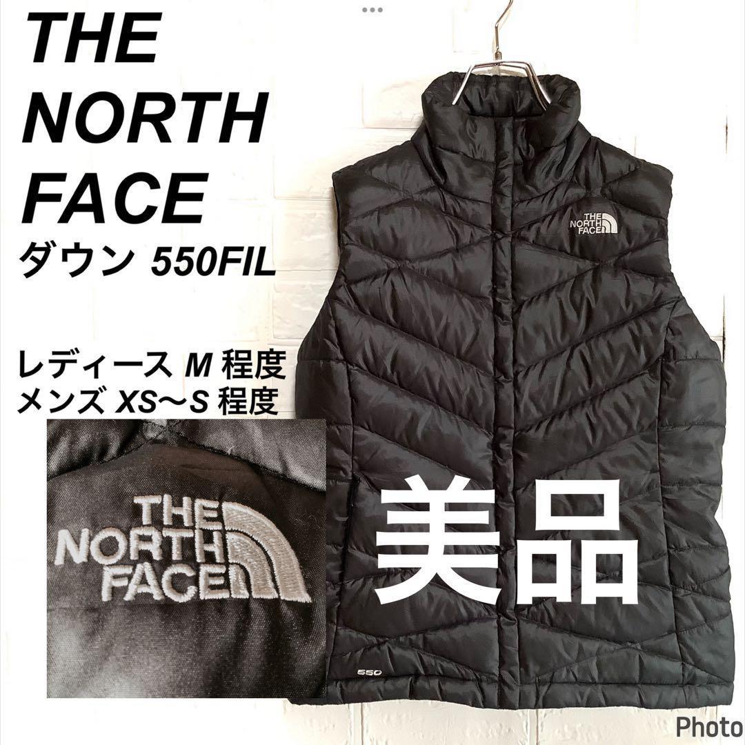美品 ノースフェイス ダウンベスト 550フィル 刺繍ロゴ ブラック 黒 M