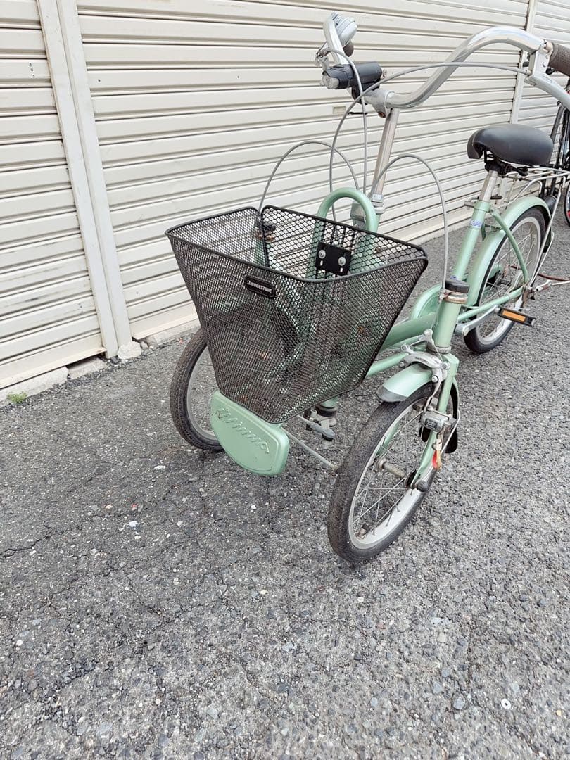 【大阪市周辺限定】ミントグリーン 三輪自転車 前カゴ付き