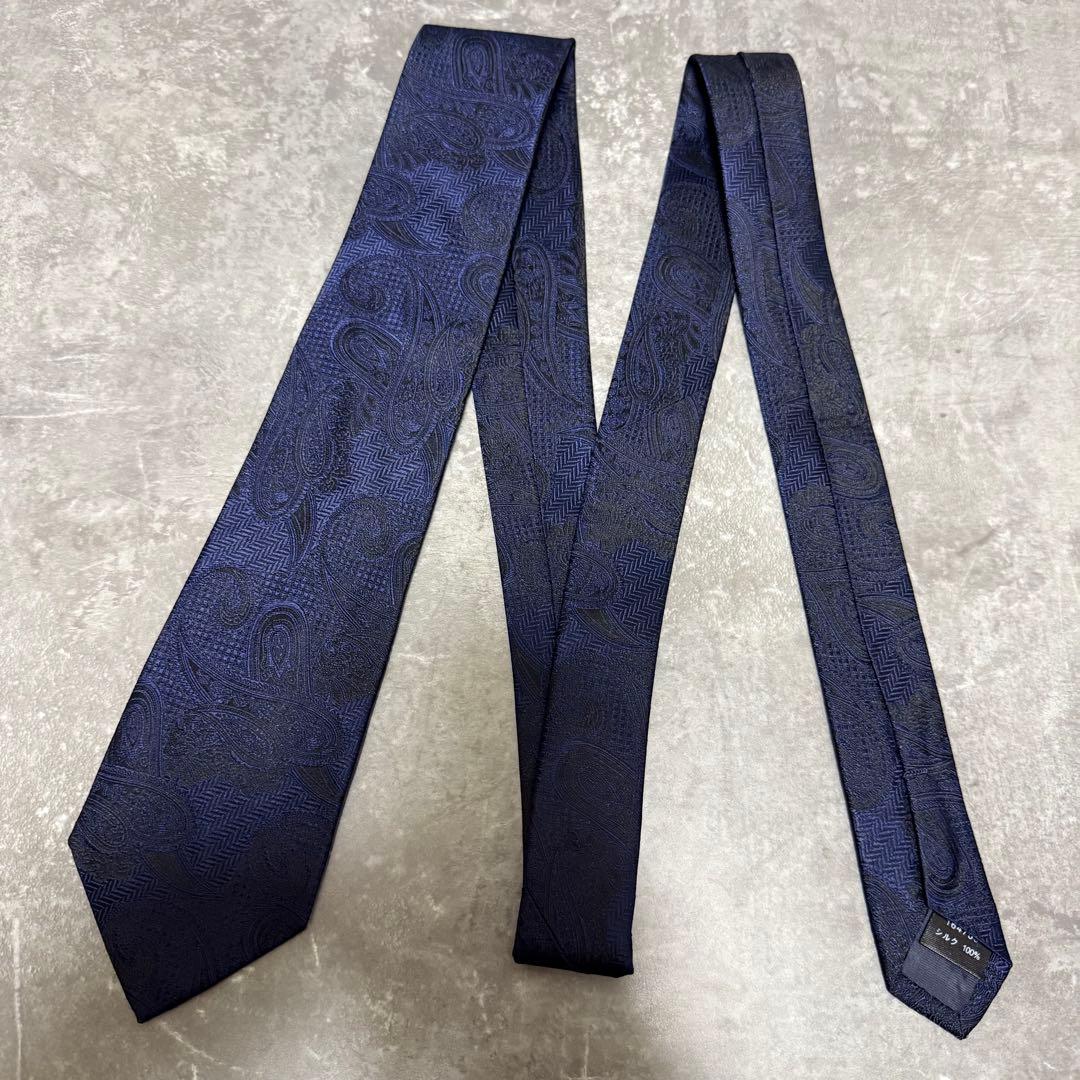 【✨極美品✨】Paul Smith ポールスミス ネクタイ ネイビー ペイズリー