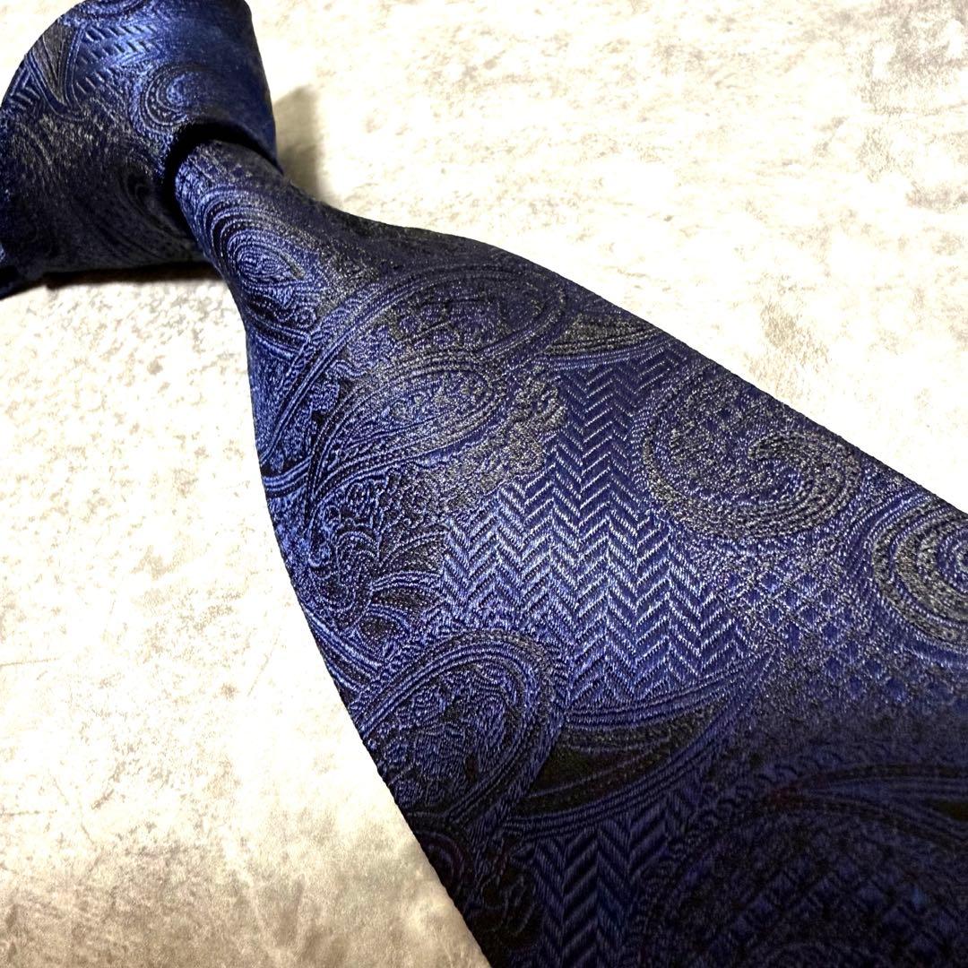 【✨極美品✨】Paul Smith ポールスミス ネクタイ ネイビー ペイズリー