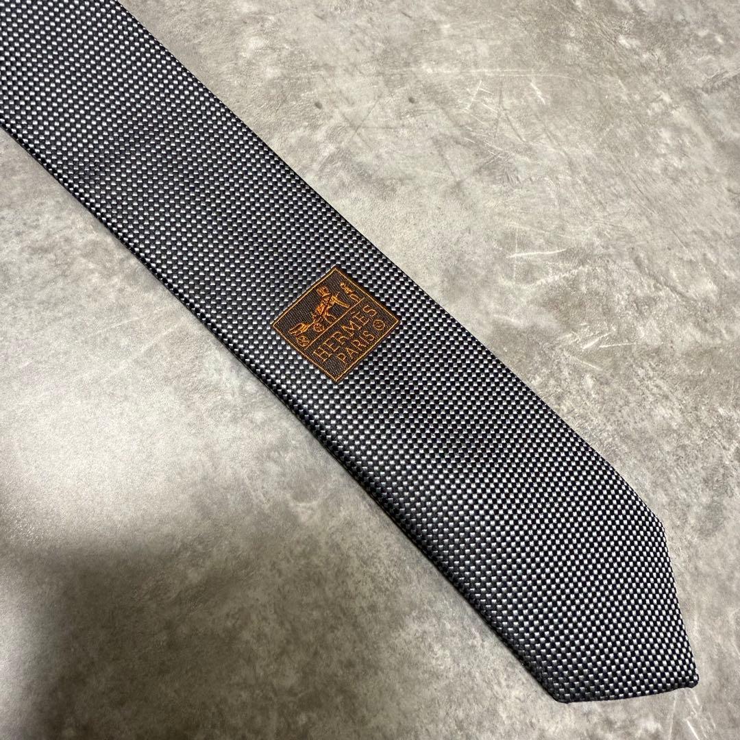 【✨極美品✨】 HERMES エルメス ネクタイ グレー ソリッド系 結婚式