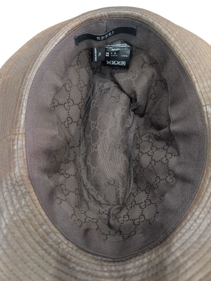 GUCCI レザー ブラウン ハット