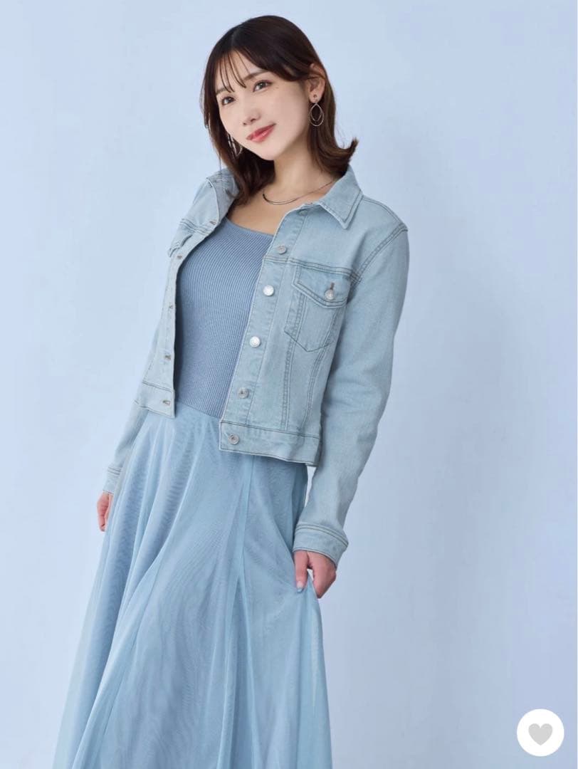 overE ショート丈ストレッチデニムジャケット：ライトブルー　96サイズ