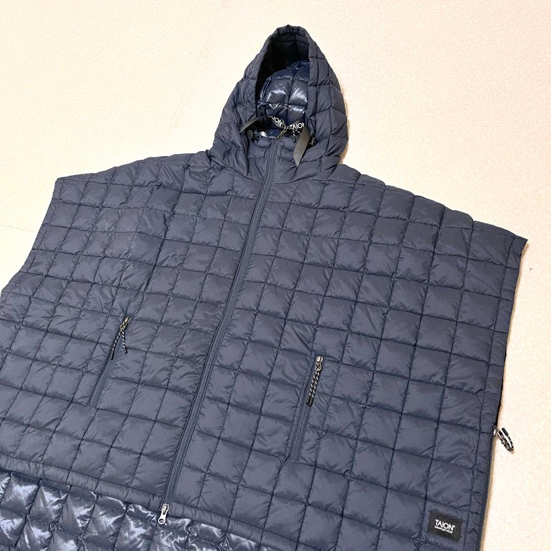 タイオン【TAION】マウンテンオープンフロントダウンポンチョ　ネイビー　タグ付