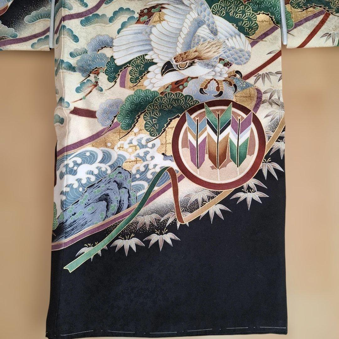 男の子お宮参りセット　正絹着物　ベビードレス