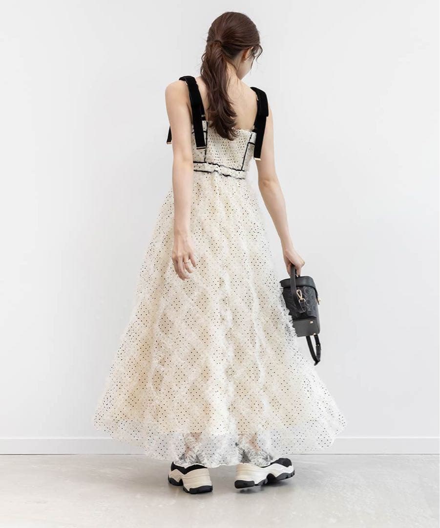 RANDA ドットチュールデザインワンピース サイズ1