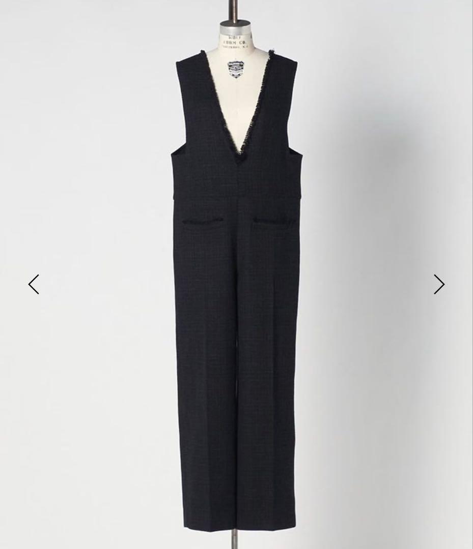 Drawer 2026リゾート　ツイードジャンプスーツ　36ネイビー