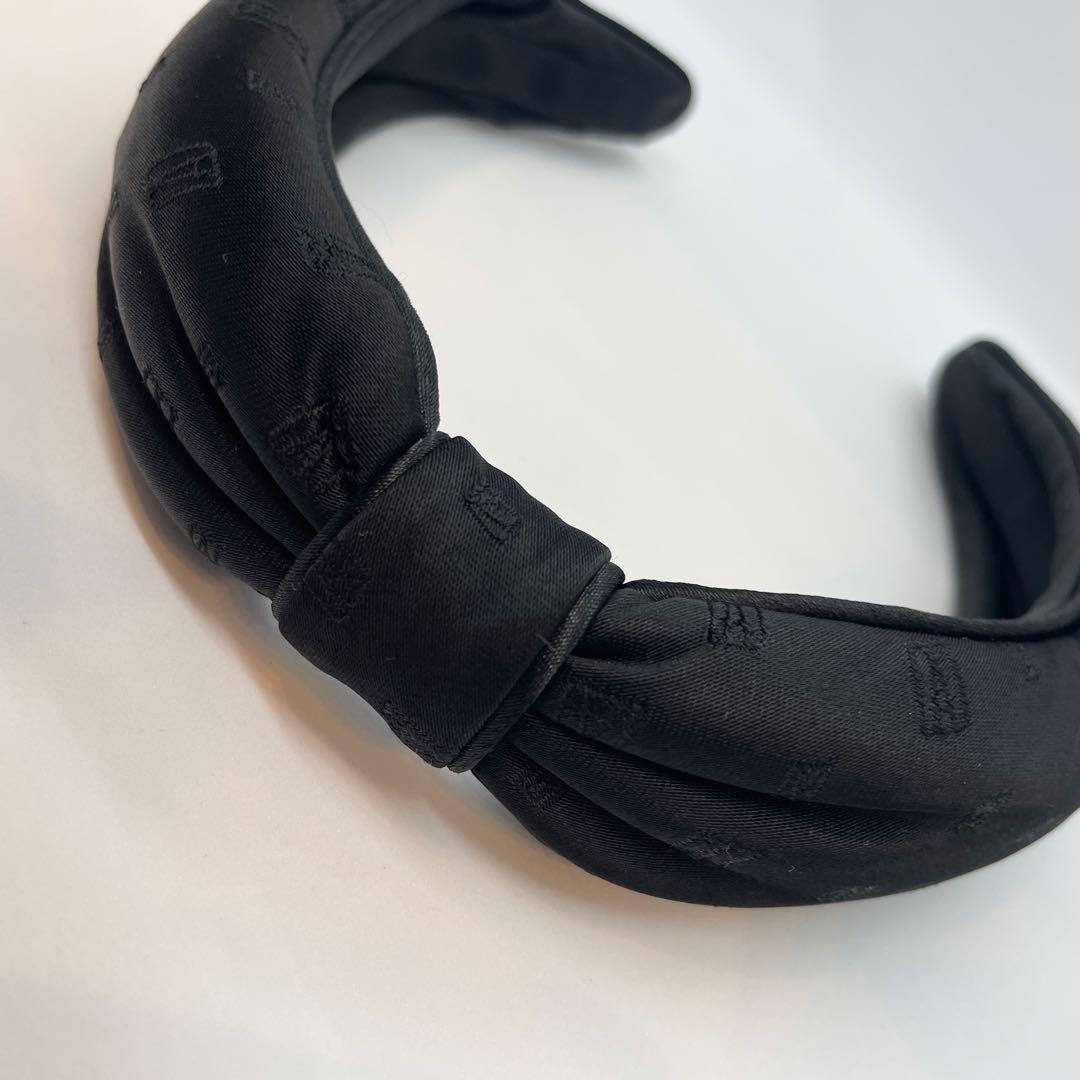 アレクサンドルドゥパリ シルク サテン リボン カチューシャ ロゴ入り ブラック