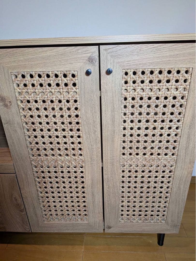 ★よぺ★LOWYA ラタン調キッチンカウンター 棚 収納 台