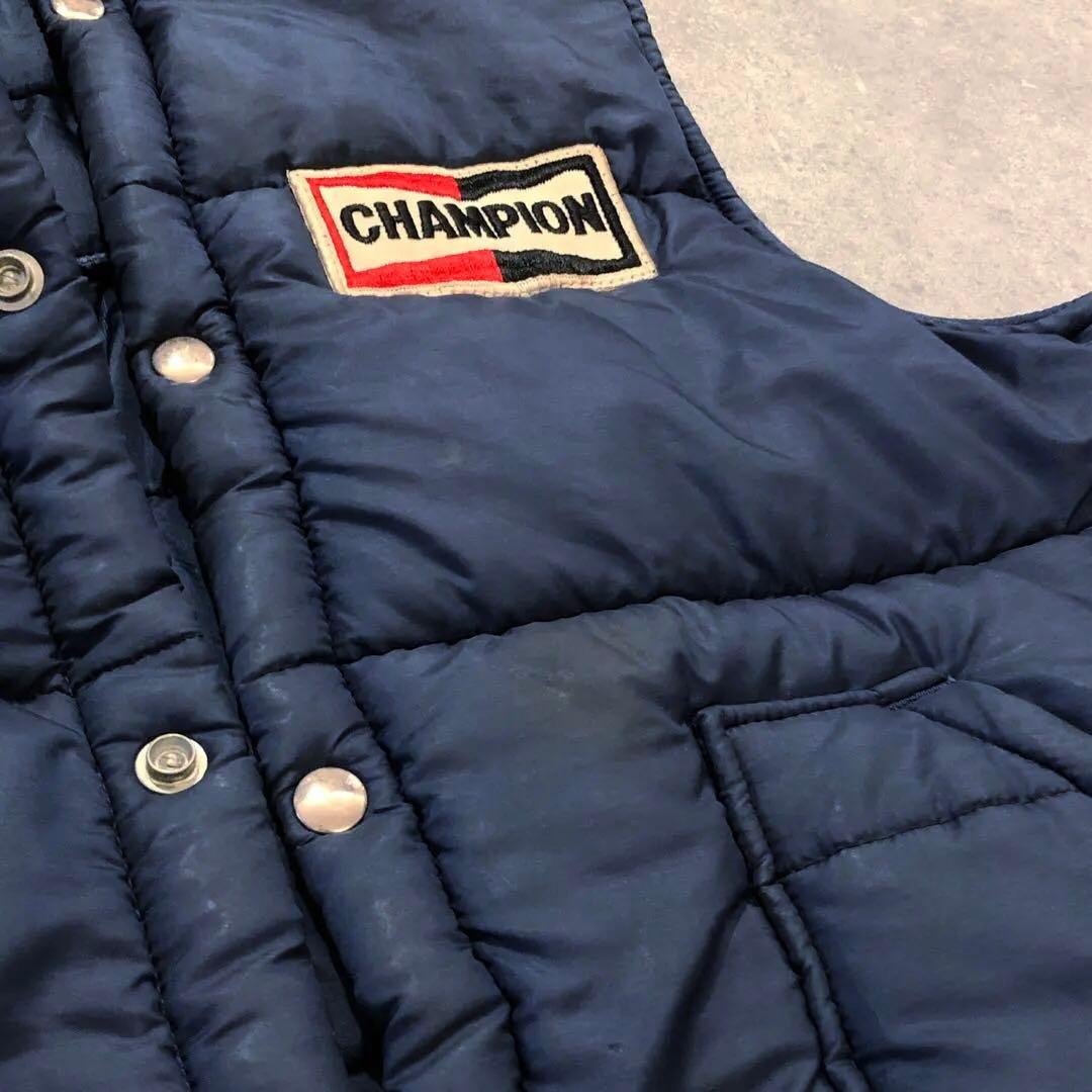 80s US古着 CHAMPION 中綿 ベスト M チャンピオン プラグ
