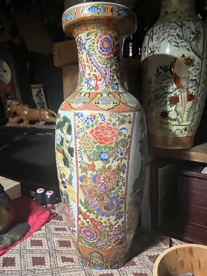 shota 薩摩焼 飾り大壺 60cm 金彩色絵 、豪華爛漫 美人図画 、