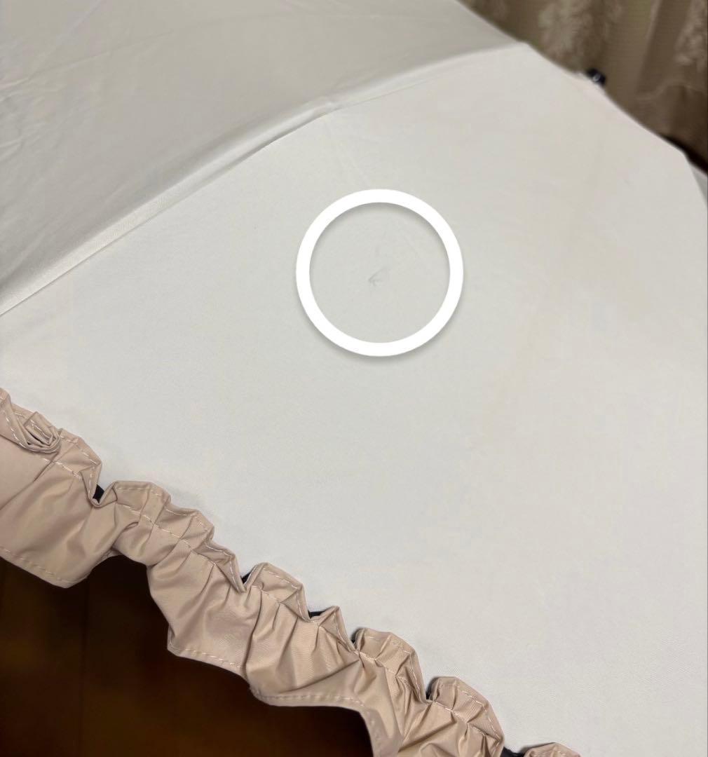 芦屋ロサブラン日傘 3段折り(傘袋付) フリル アイボリー×ベージュ 匿名配送