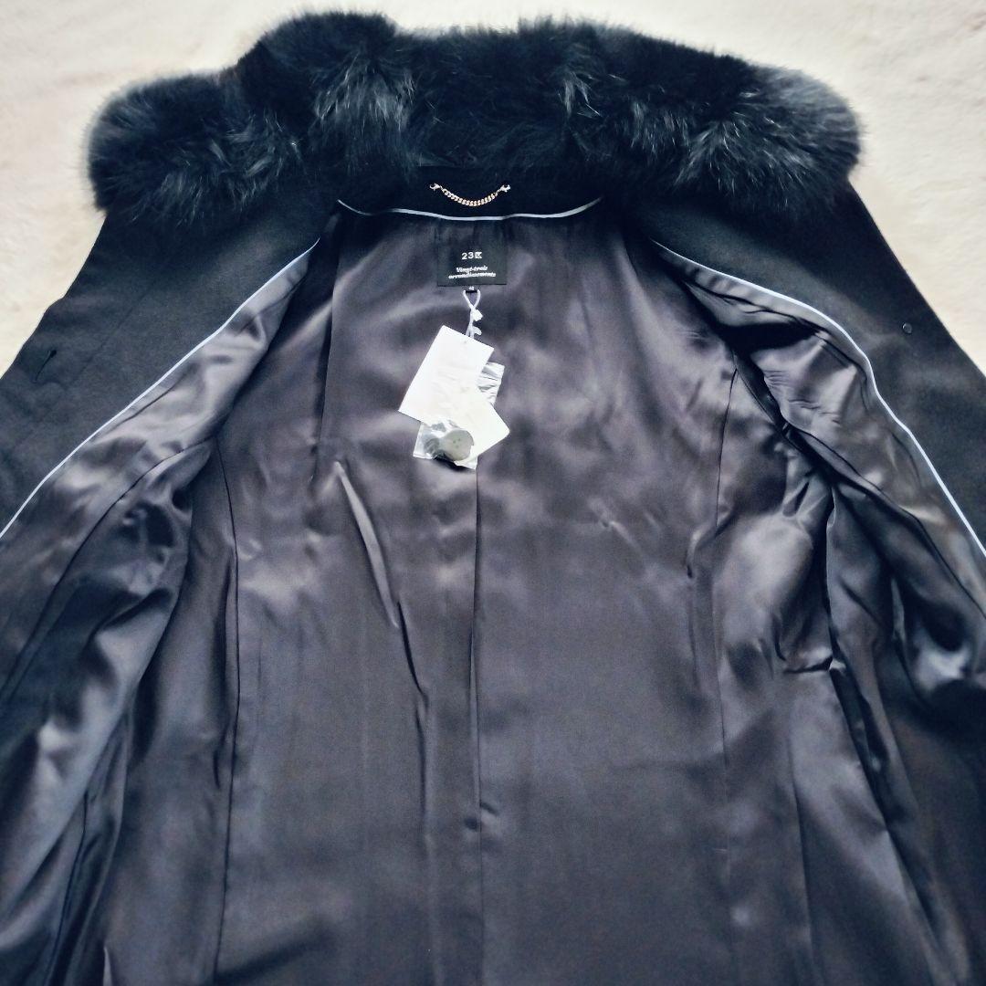 【大きなサイズ☆タグ付】23区　ロングコート　カシミヤ　ブルーフォックスファー