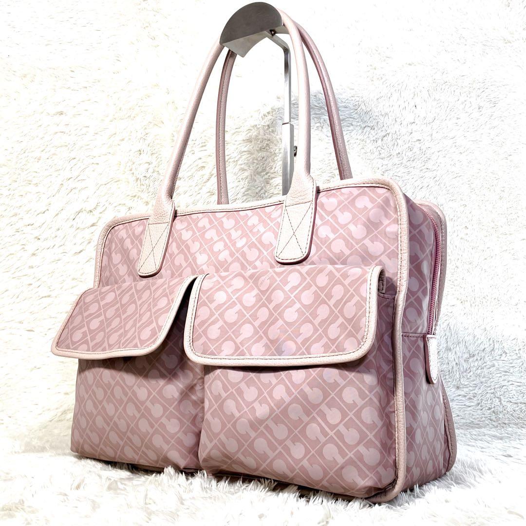 ゲラルディーニ ソフティ トートバッグ ハンド 総柄 ダブルポケット ピンク系