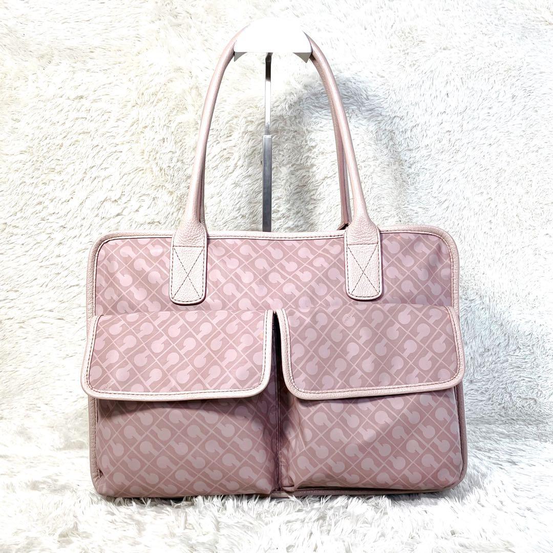 ゲラルディーニ ソフティ トートバッグ ハンド 総柄 ダブルポケット ピンク系