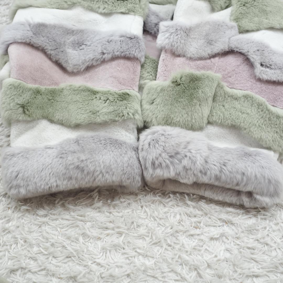 G9194*Vintage ヴィンテージ☆マルチカラー☆デザイン☆ファーコート.