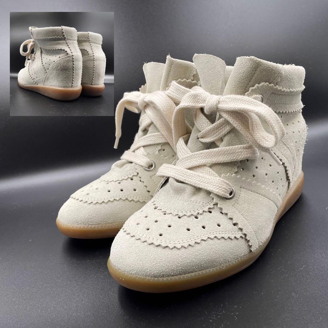 《未使用品》イザベルマラン ハイカット スニーカー スエード レザー 白系 37