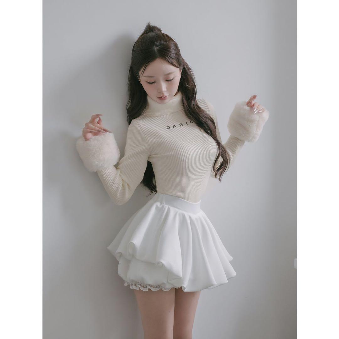 darich ボリュームバルーンミニスカート　F-L ホワイト
