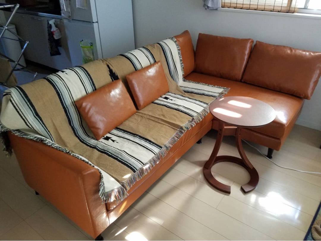 azumamブラウン コーナーソファ クッション付き