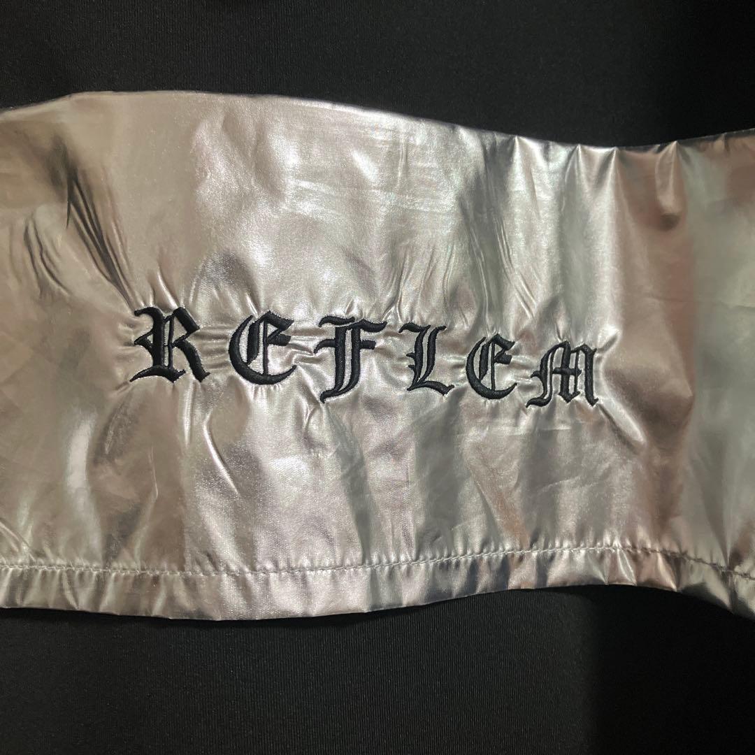 レフレム REFLEM BIG切替メタリックジャージパーカー ブラック×シルバー
