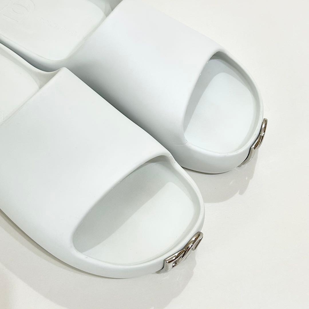 ドルチェ&ガッバーナ スライドサンダル 厚底 シルバーロゴ ホワイト 43