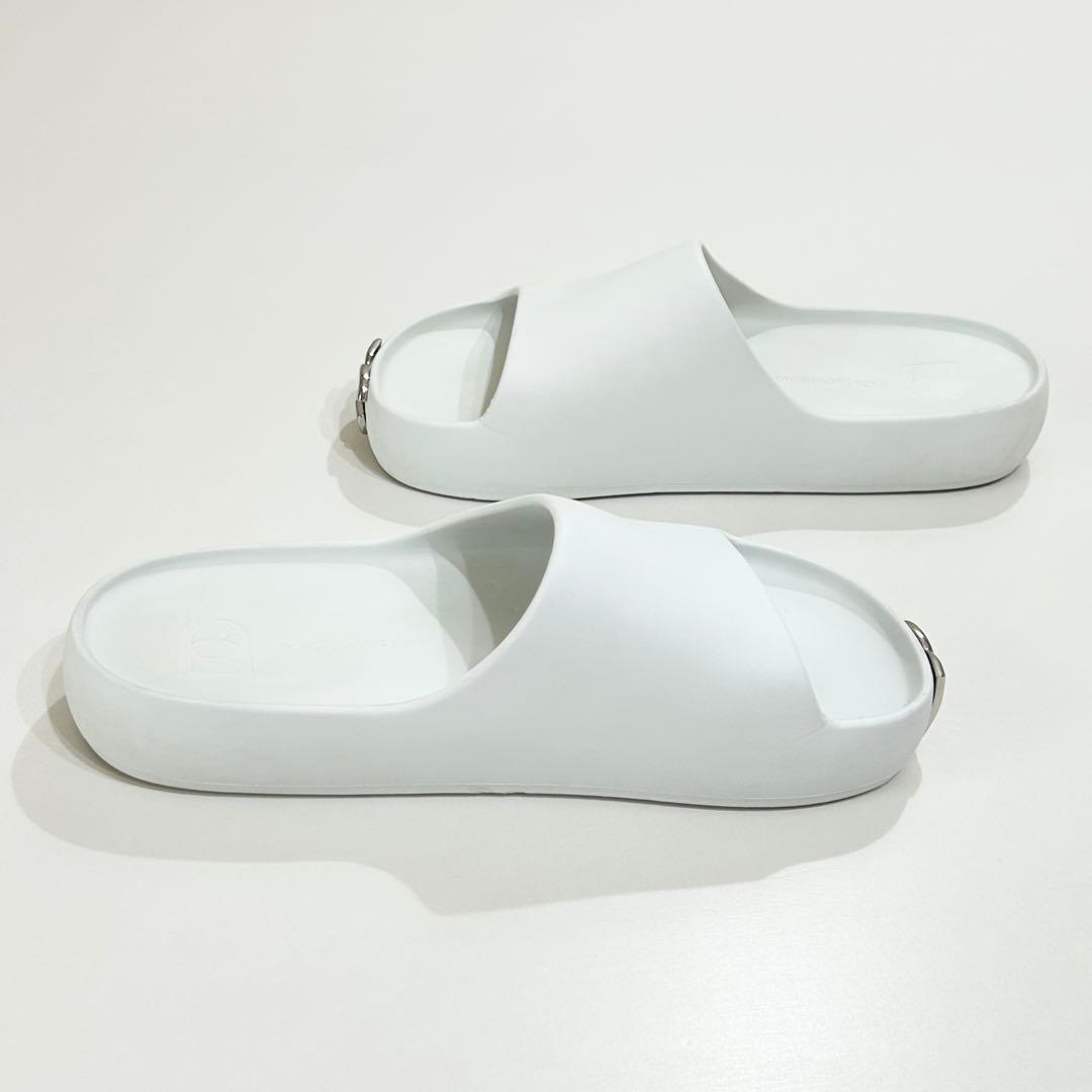 ドルチェ&ガッバーナ スライドサンダル 厚底 シルバーロゴ ホワイト 43