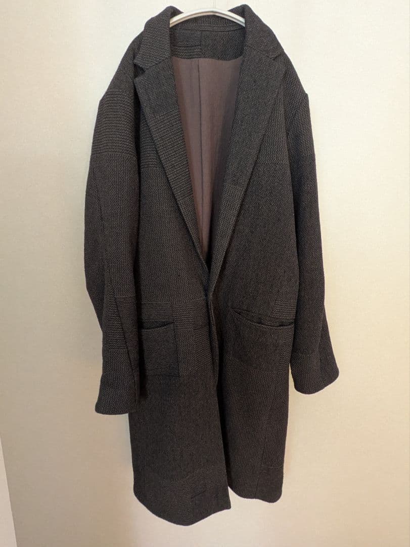 黒 ウール混合 チェスターコート