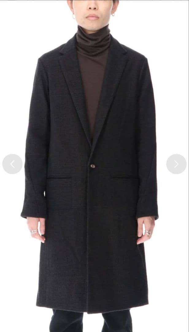 黒 ウール混合 チェスターコート