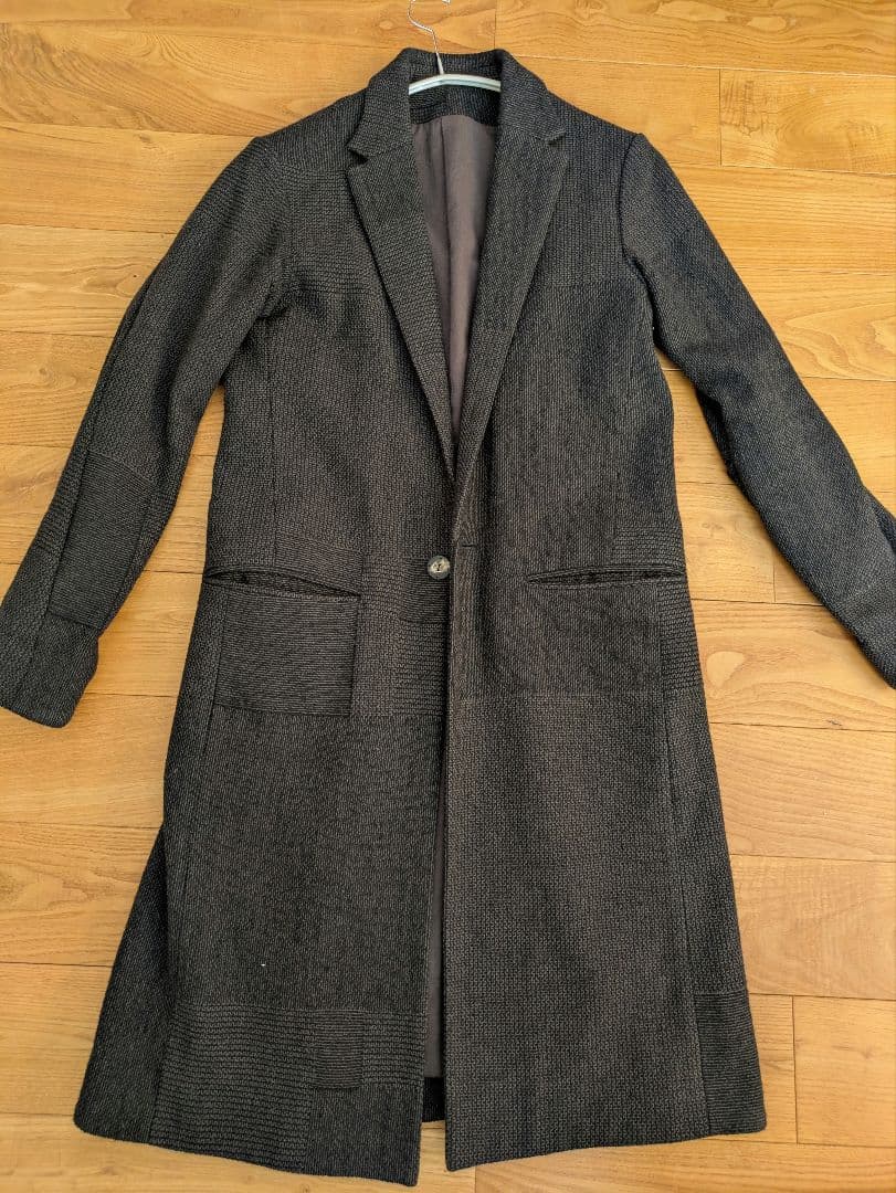 黒 ウール混合 チェスターコート