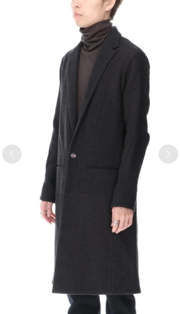 黒 ウール混合 チェスターコート