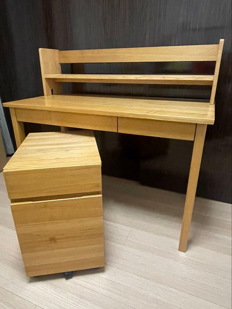 無印良品 木製デスク・キャビネット・上置き・ワーキングチェア 4点セット