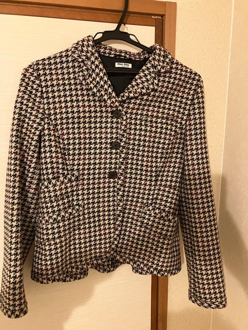 ミュウミュウ　シングルジャケット ツイード 千鳥格子 ハウンドトゥース