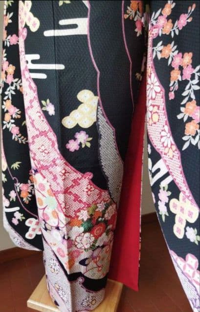 431.クロミちゃんみたいな振袖7点セット 正絹　フルセット　成人式