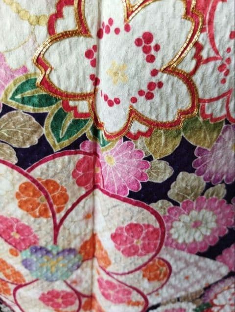 431.クロミちゃんみたいな振袖7点セット 正絹　フルセット　成人式