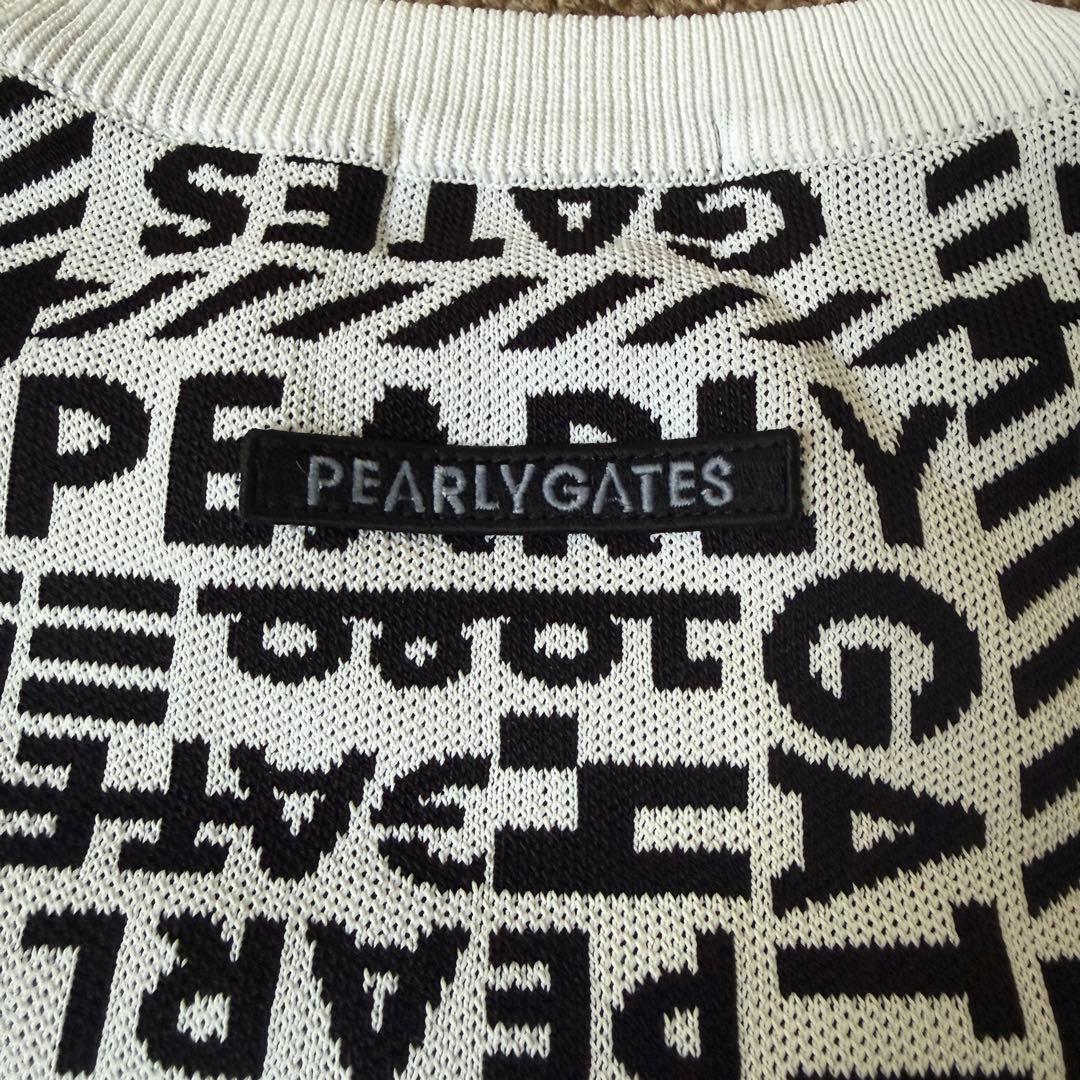 美品　パーリーゲイツ　ニット　総柄　黒　白　S〜M相当　ロゴデザイン　4