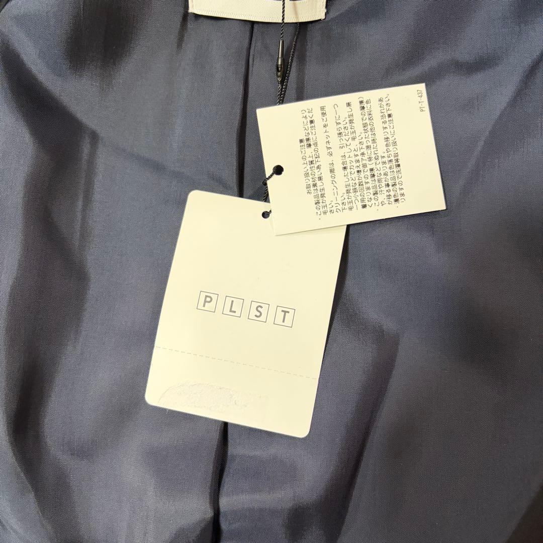 新品 PLST ウールモッサカラーレスコート Sサイズ ネイビー