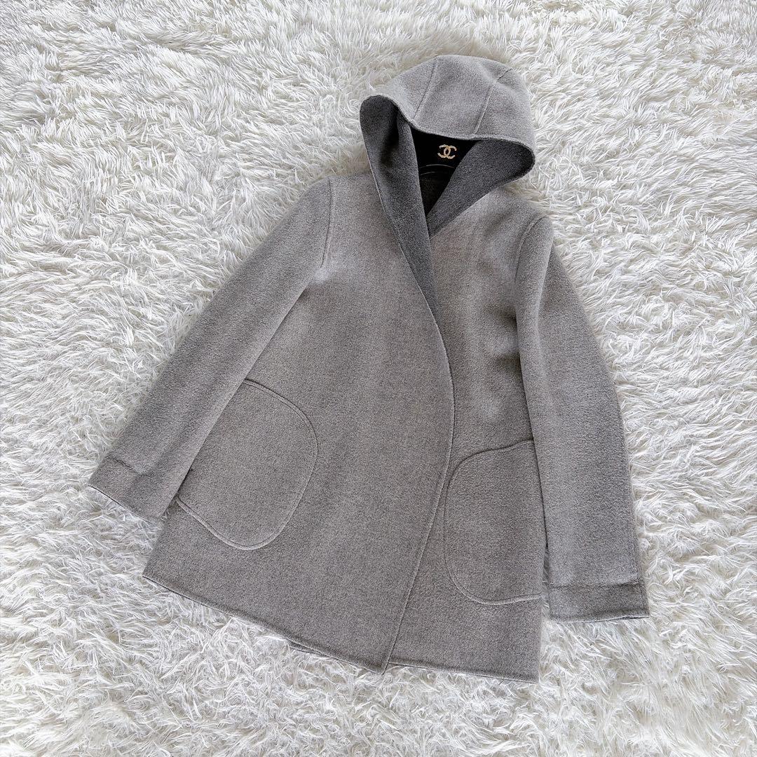 美品✨【セオリー】カシミヤウール リバーシブル ダブルフェイスフードコートグレー