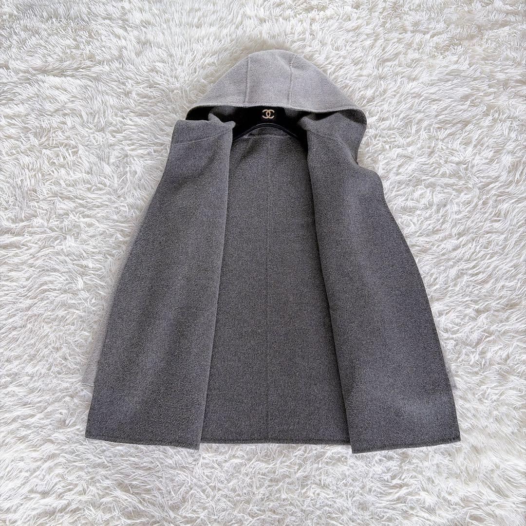 美品✨【セオリー】カシミヤウール リバーシブル ダブルフェイスフードコートグレー