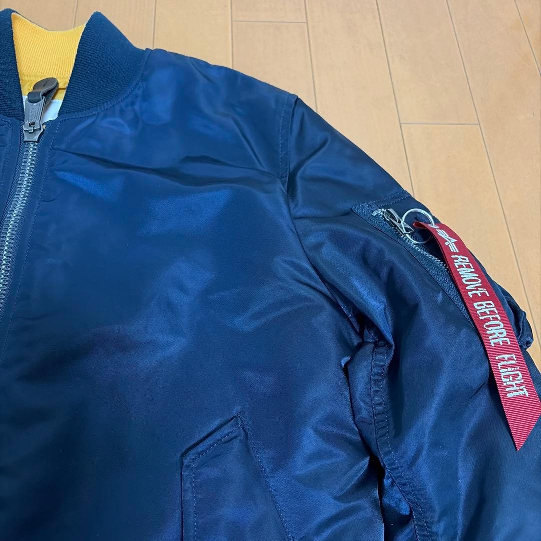 【美品】ALPHA MA-1フライトジャケット ネイビー M ブラッドチット