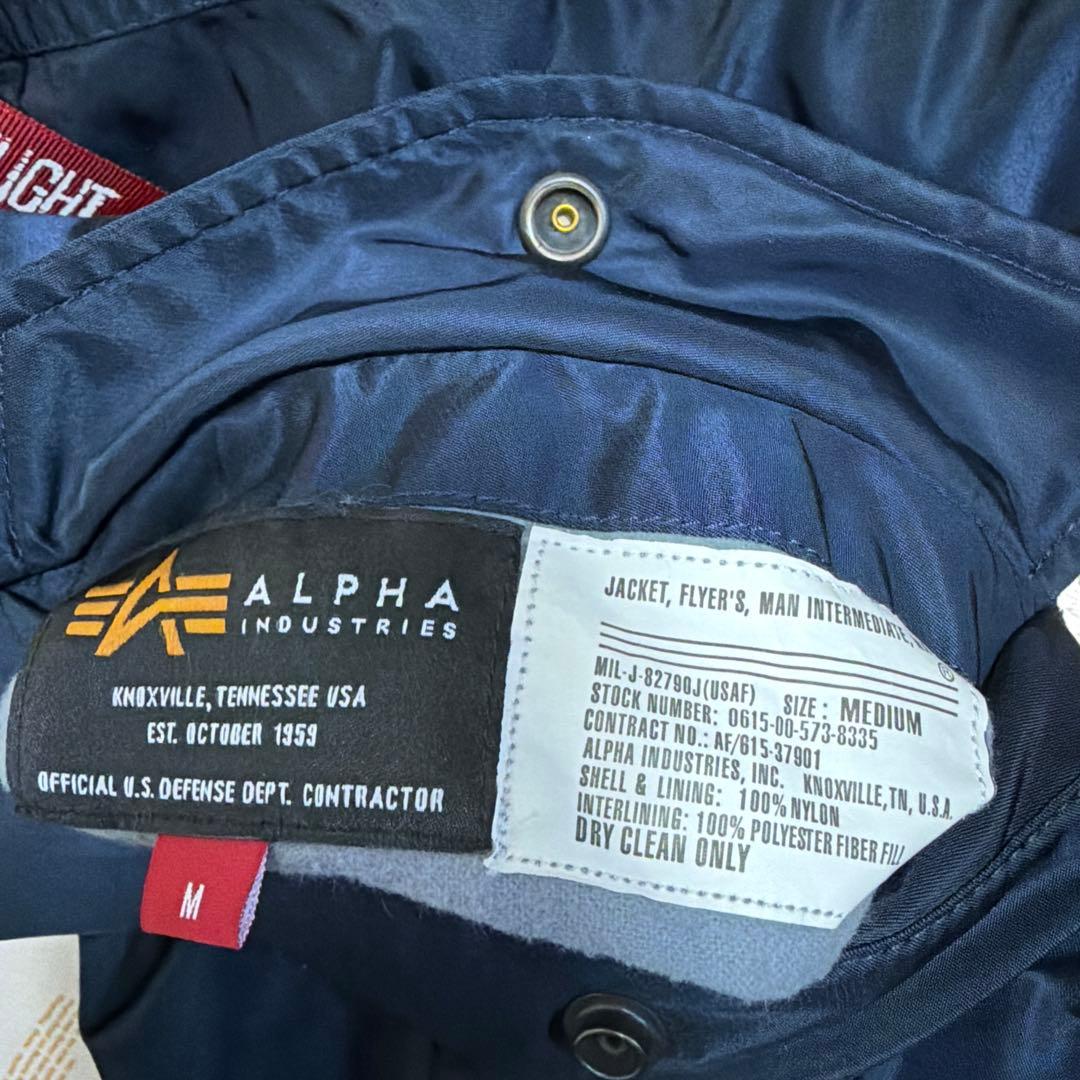【美品】ALPHA MA-1フライトジャケット ネイビー M ブラッドチット