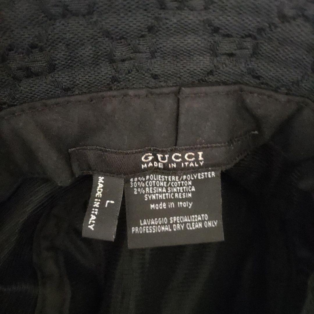 GUCCI バケットハット 黒 緑赤ストライプ