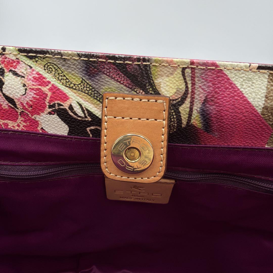 新品未使用 エトロ 2way トートバッグ ペイズリー ピンク 斜め掛 A4不可