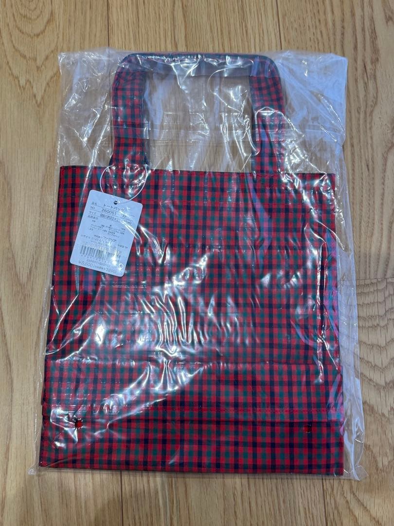 新品未開封　ファミリア　トートバッグ　赤チェック　小