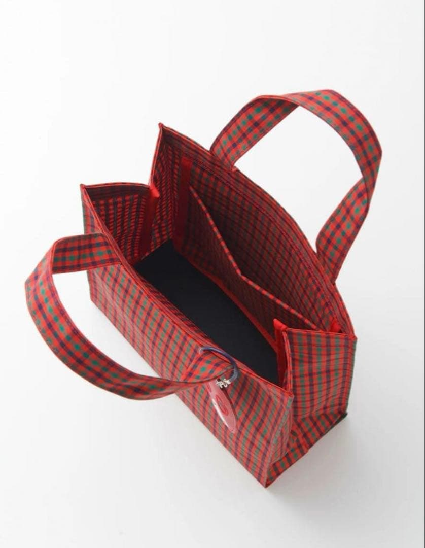 新品未開封　ファミリア　トートバッグ　赤チェック　小