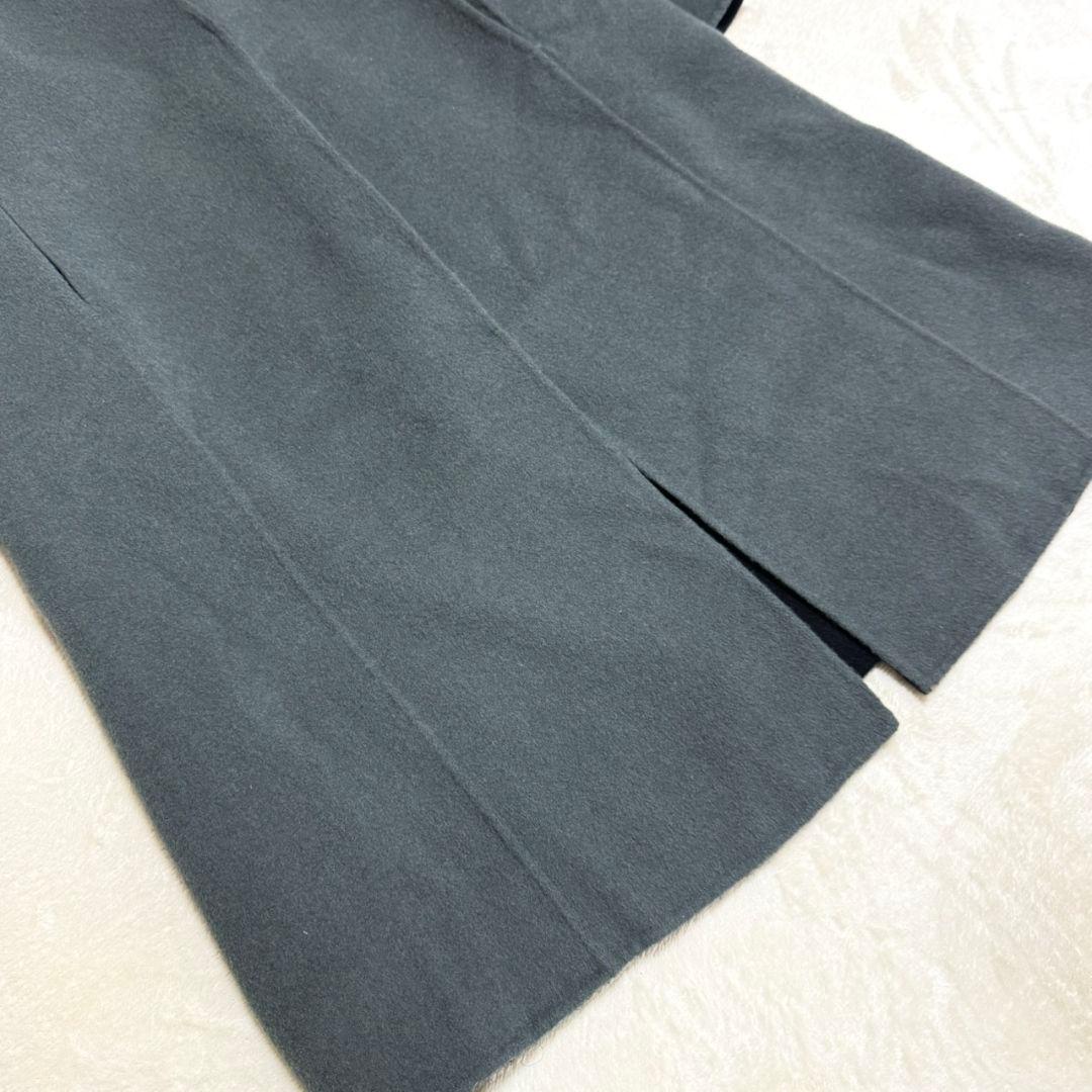 美品 東京ソワール カシミヤ混 近年 ノーカラー リバーコート リバーシブル